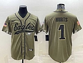 Men's Philadelphia Eagles #1 Jalen Hurts Olive 2022 Salute To Service Cool Base Stitched Baseball Jersey,baseball caps,new era cap wholesale,wholesale hats